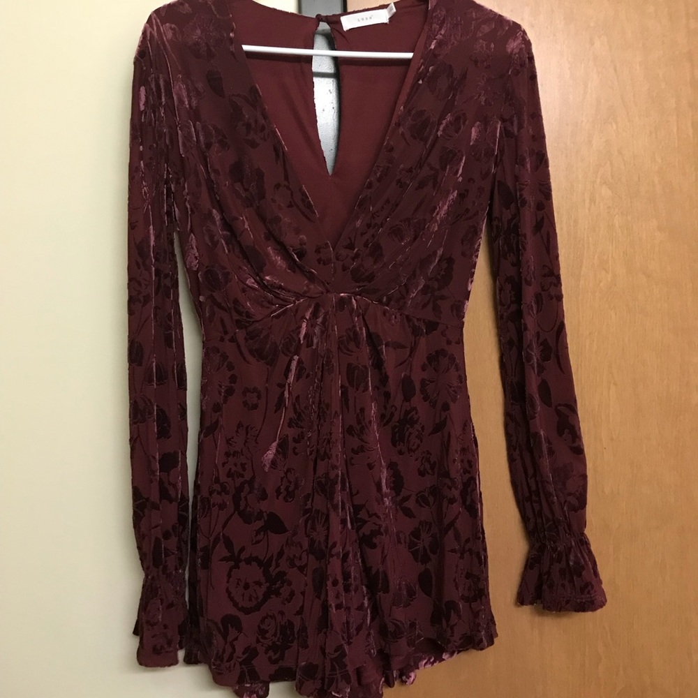 velvet deep v romper